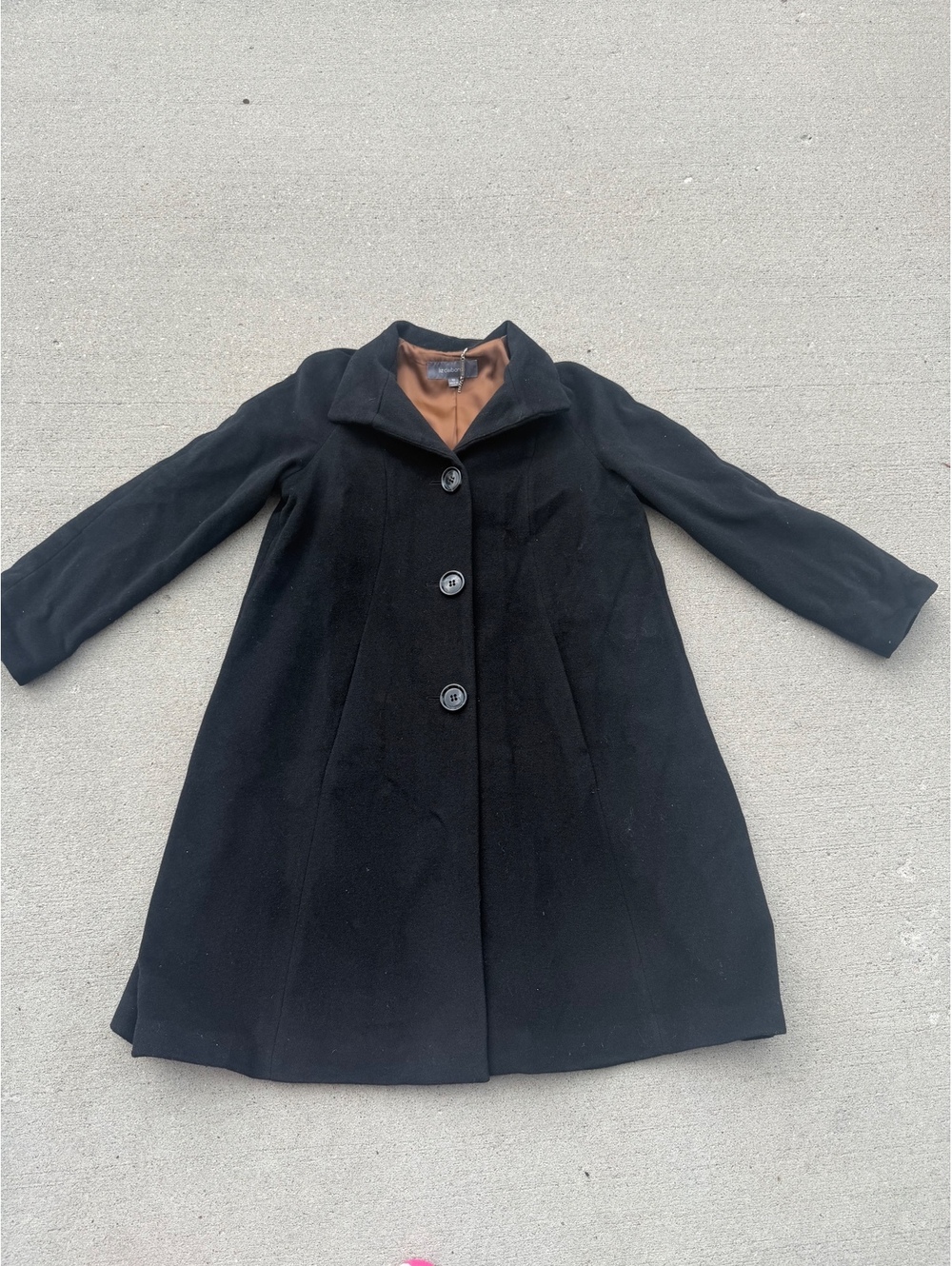 Liz Claiborne Black Wool Blend Long Coat, Size 10